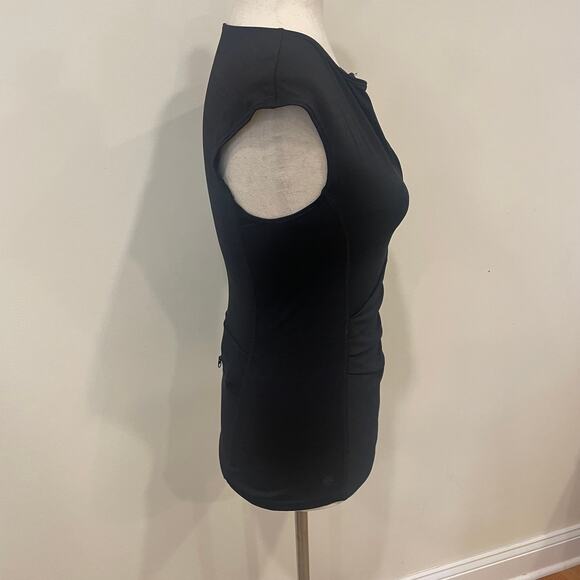 Athleta Pacifica Ruched Rash Guard 1/2 Zip Black Top Sz XS - Picture 4 of 9